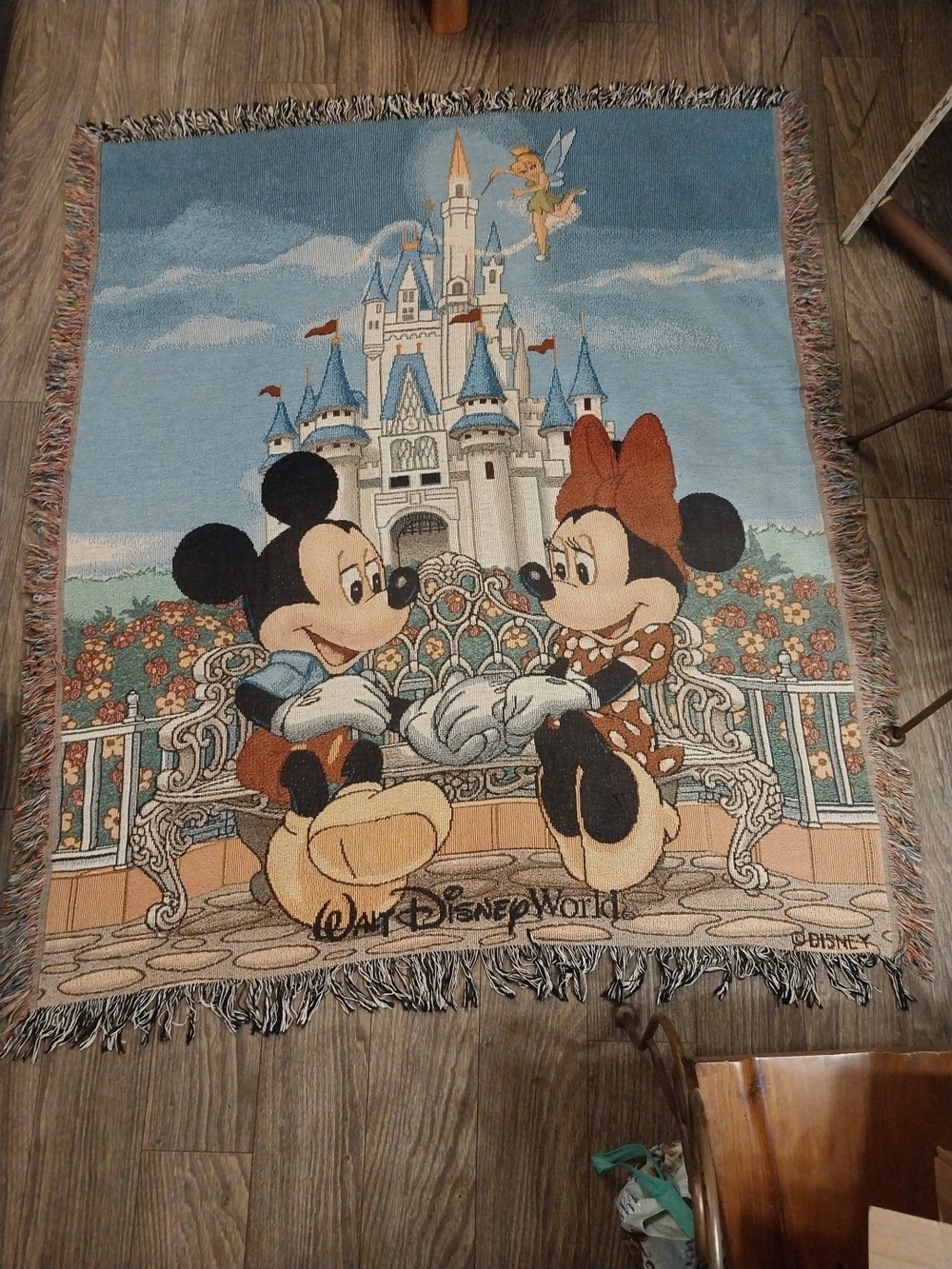 Vintage Disney Woven Tapestry Throw Blanket-50"X60'